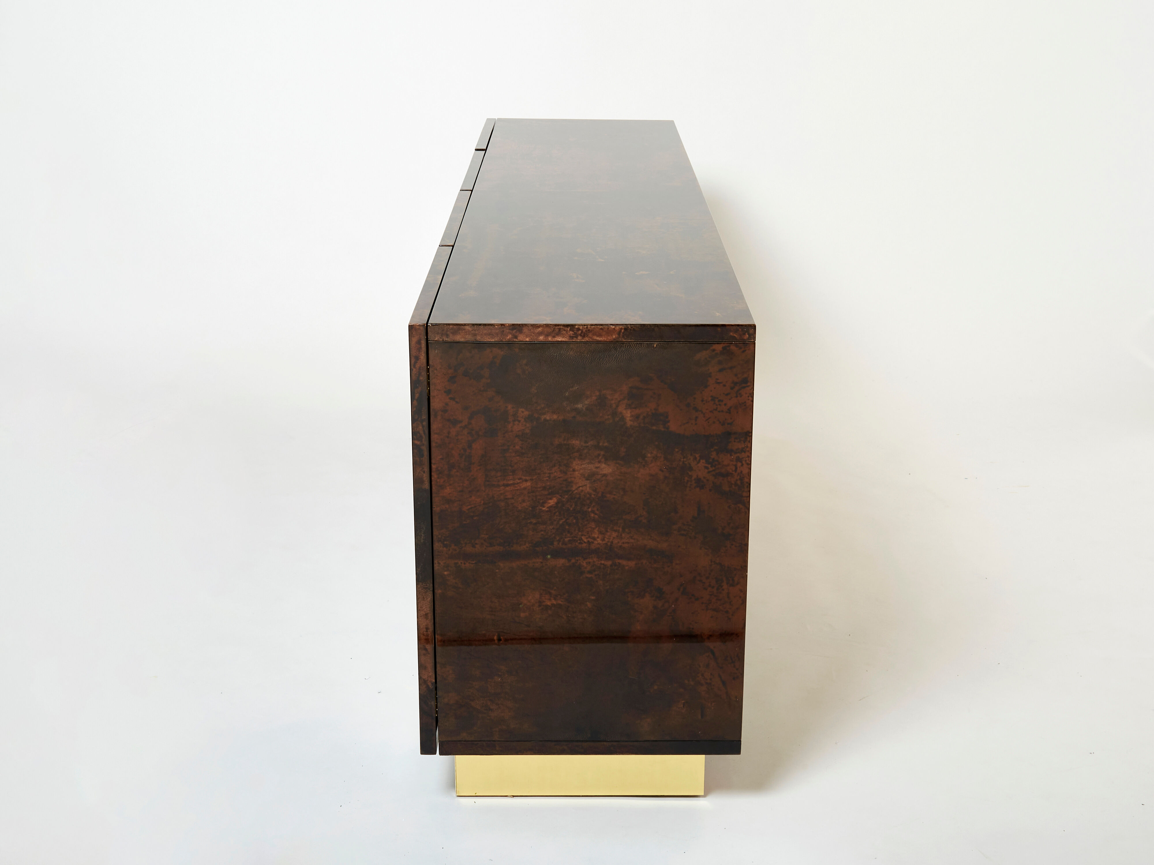 Aldo Tura sideboard in brown parchment and brass 1960