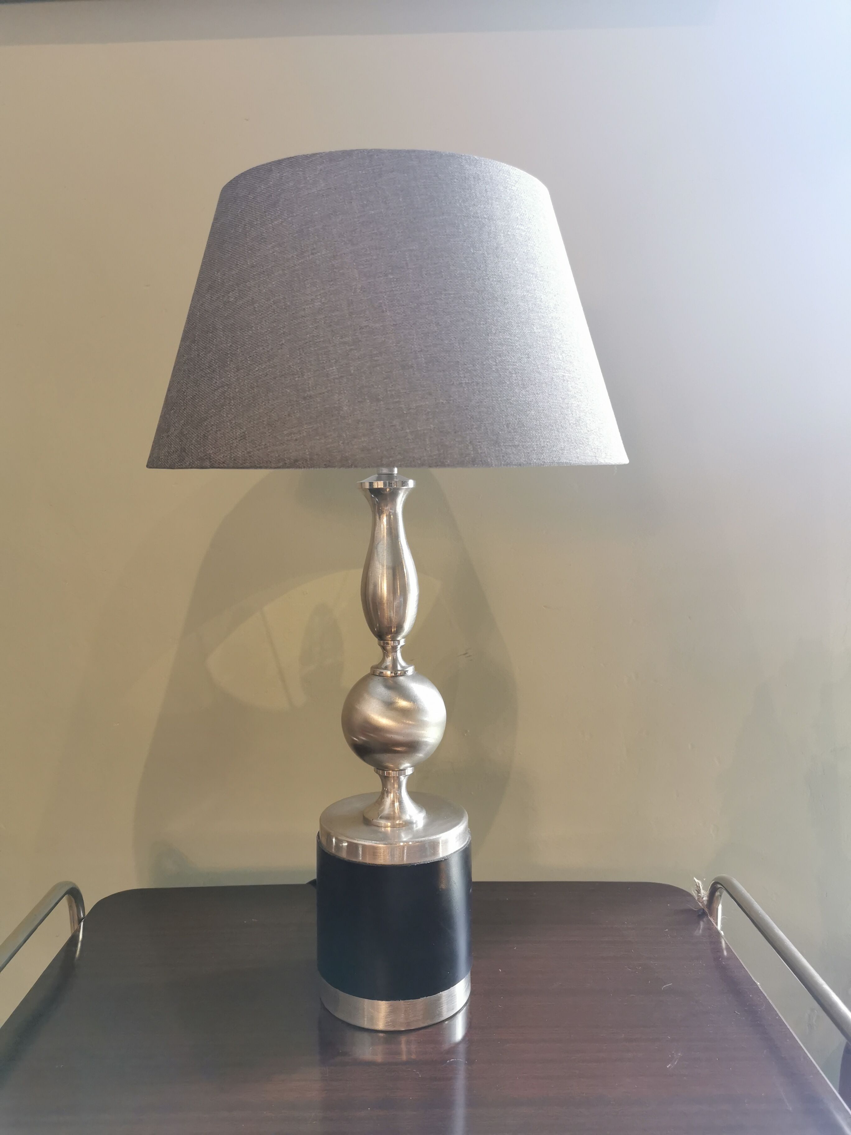 Vintage lamp 70 steel and leather