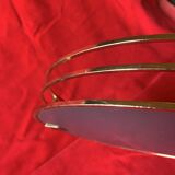 Vintage round tray in gold metal and mirror