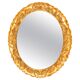 Vintage oval decorative mirror in gilded wood with floral frame, Italy, 1960s.