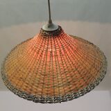 Vintage lampshade pendant light in natural rattan material