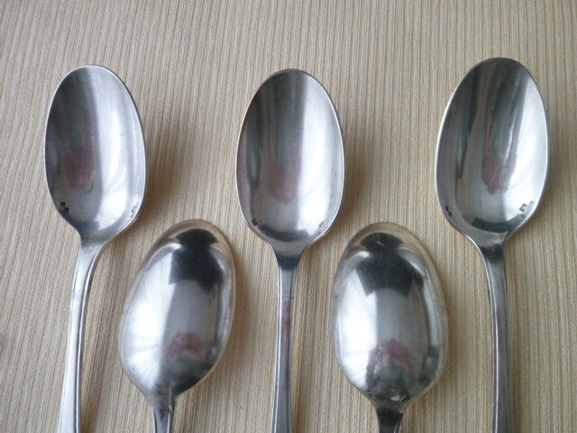 Set of 5 silver metal soup spoons Alfénide Model Tosca
