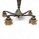 5 arms Art Deco / Art Nouveau / brass hanging lamp / Hand blown floral shades