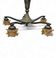 5 arms Art Deco / Art Nouveau / brass hanging lamp / Hand blown floral shades