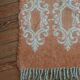 Large vintage orange and white rug in 70s/Baroque style (170x95)