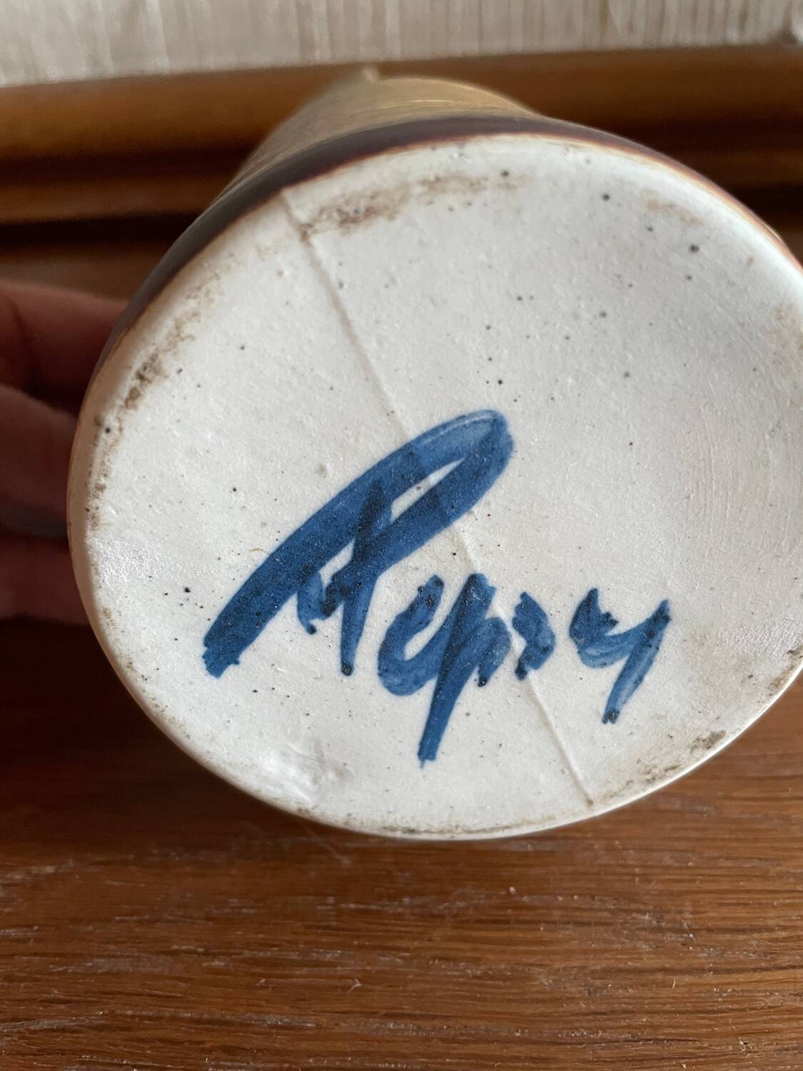 Vintage stoneware vase signed