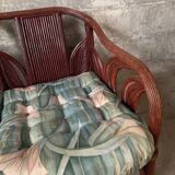 Pencil reed rattan bamboo coastal palm leaf bench sofa, Vivai del Sud 1970s