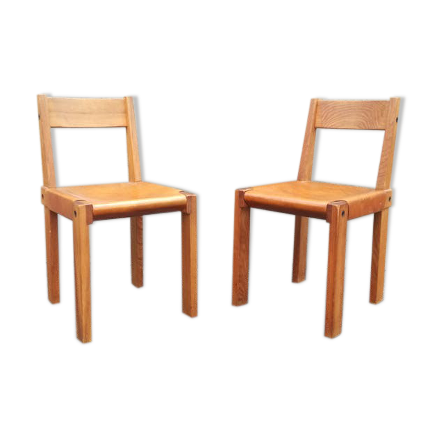Paire de chaises S24 par Pierre Chapo 1960