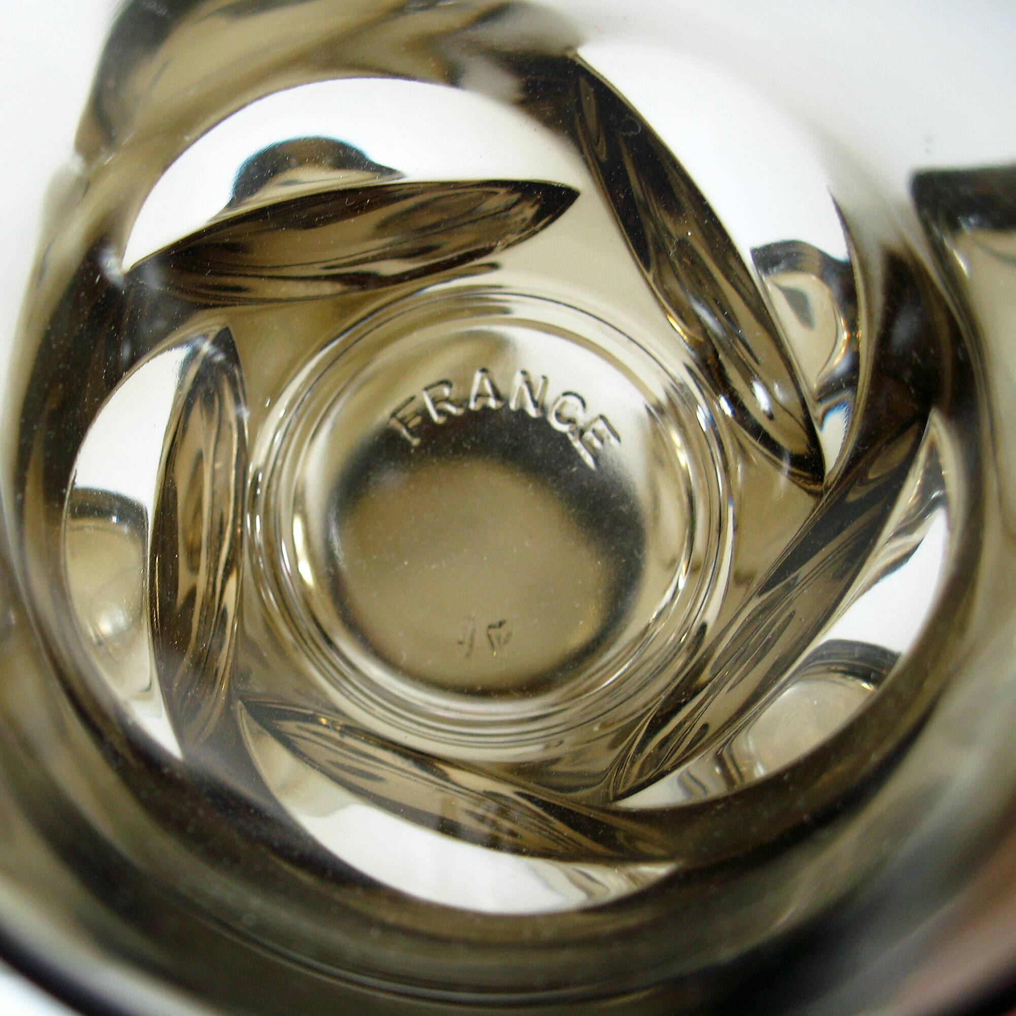 6 smoked twisted glass goblets - Luminarc Arcoroc France - vintage 70s