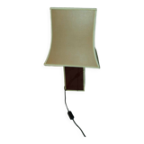 70s table lamp with Chinese decor and pagoda lampshade.