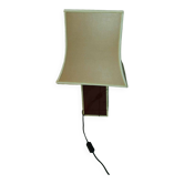 70s table lamp with Chinese decor and pagoda lampshade.