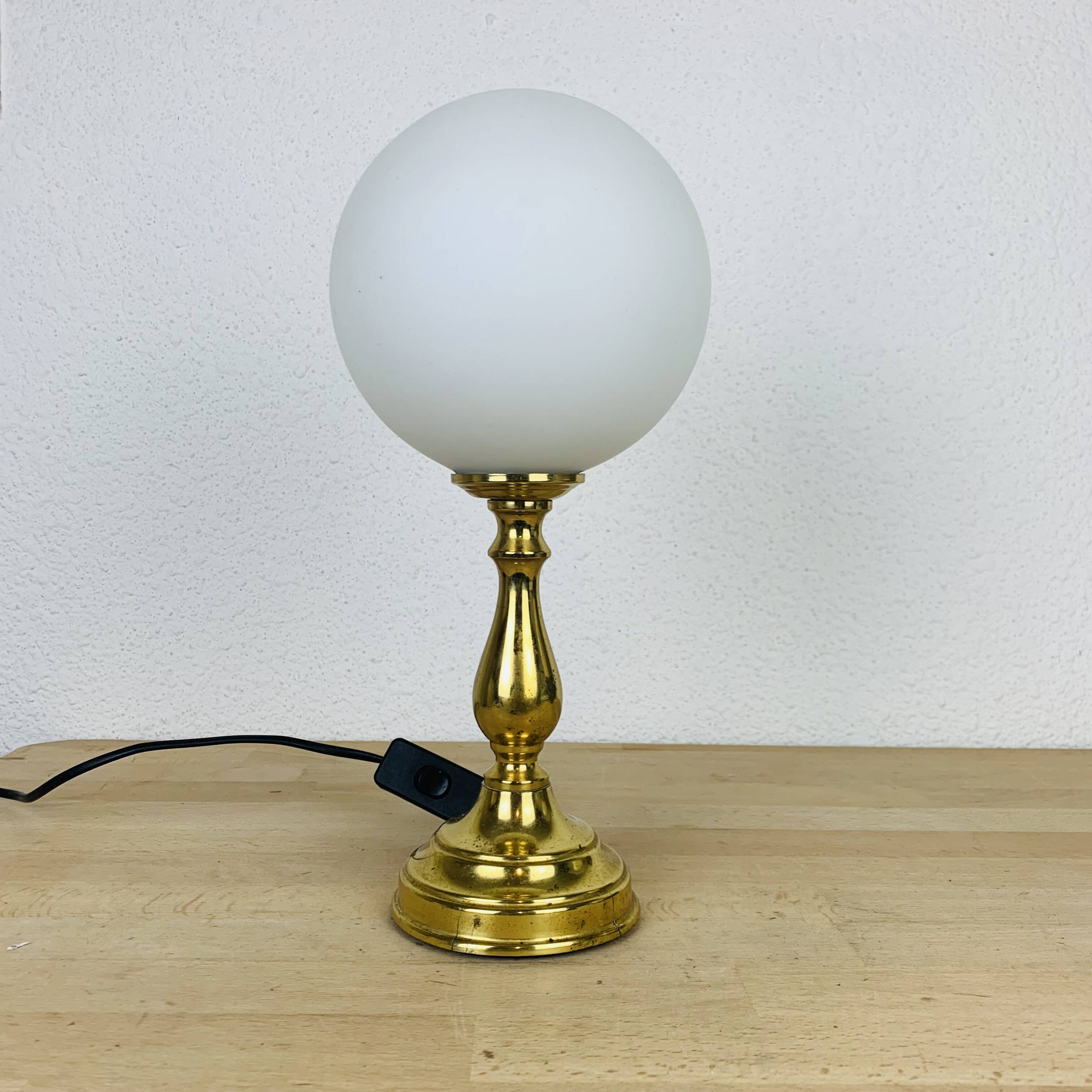 Vintage opaline globe brass lamp