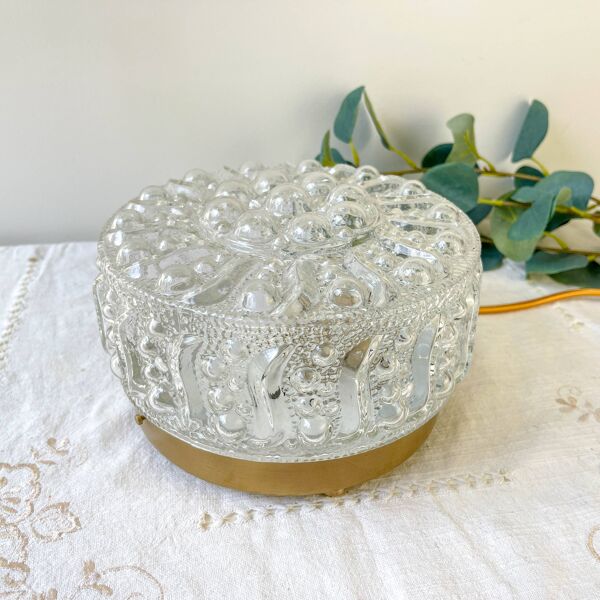 Lampe à poser vintage en verre bullé