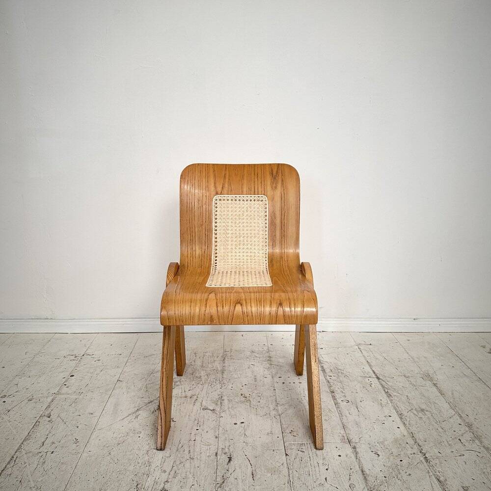 Mid-Century Italian Dining Chair in Ash and Cane by Gigi Sabadin for Stilwood, 1972