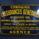 Advertising enamel plate "General insurance company... Miscellaneous risks... Hail, livestock mortality..." 50x 42 cm