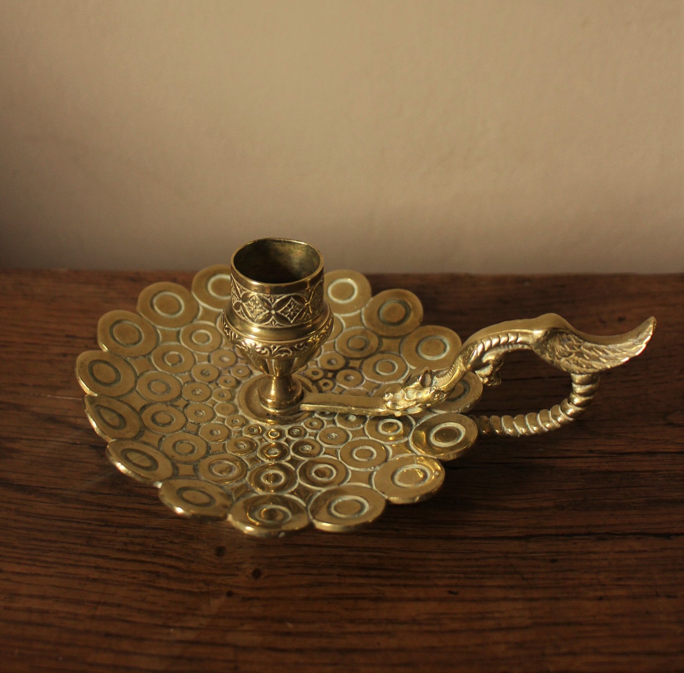 Cellar rat candle holder worked brass dragon