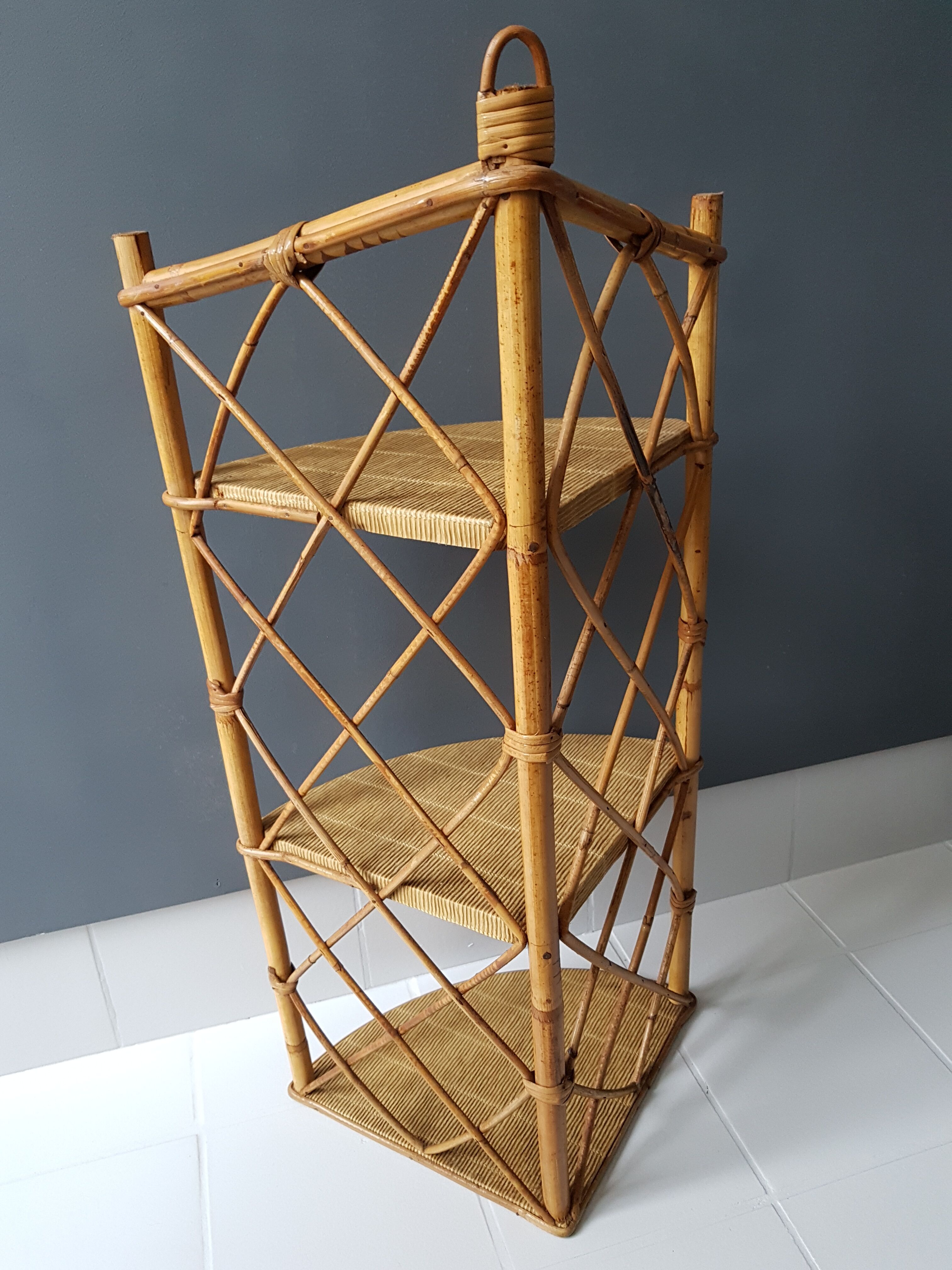 Old corner Wicker shelf