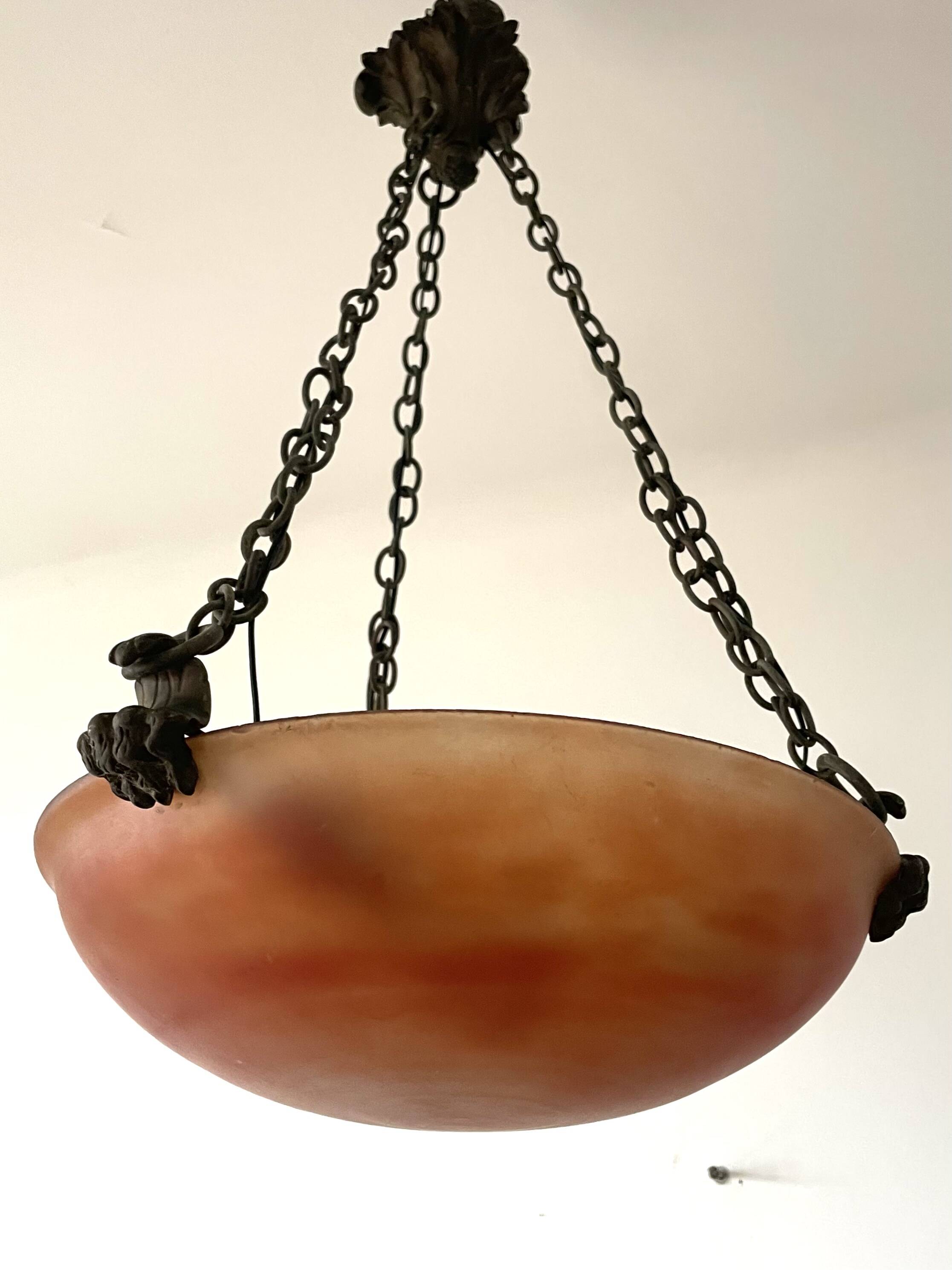 Art Deco pendant light in marbled glass