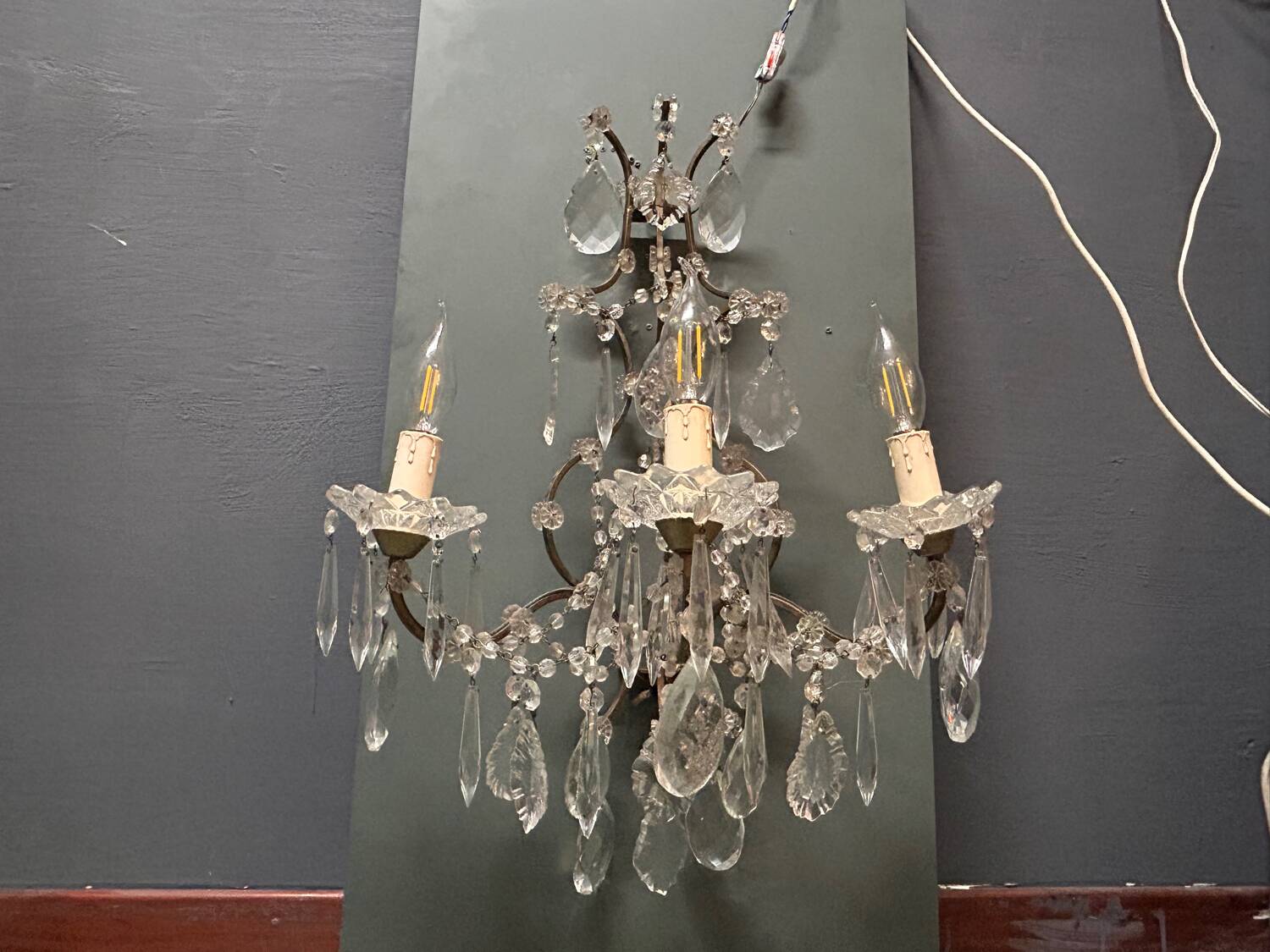 Vintage Crystal Wall Sconces, Italy, 1960s - Set of 2