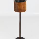 Modern Chandelier by Carl Aubock in Walnut and Leather, Austria, 1950s