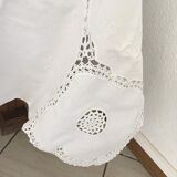 Tablecloth rectangular white cotton embroidered