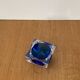 Vintage Sommerso glass ashtray in Murano style, square blue shape.