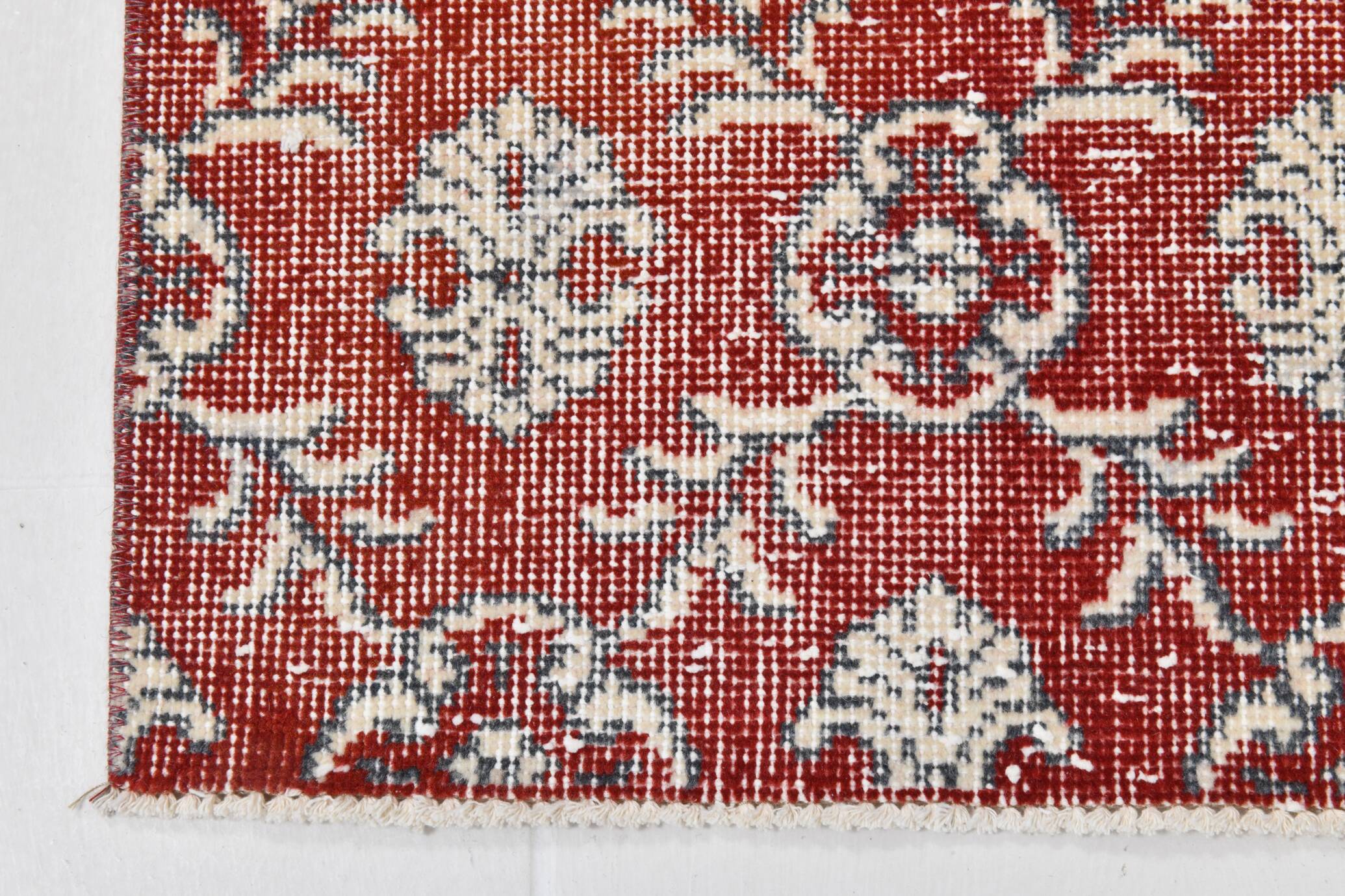7x11 Brick Red & Beige Persian Vintage Rug, Floral Bohemian Decor,207x333Cm