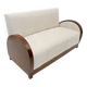 Art Deco Bouclè and Walnut Loveseat, Italy, 1930s