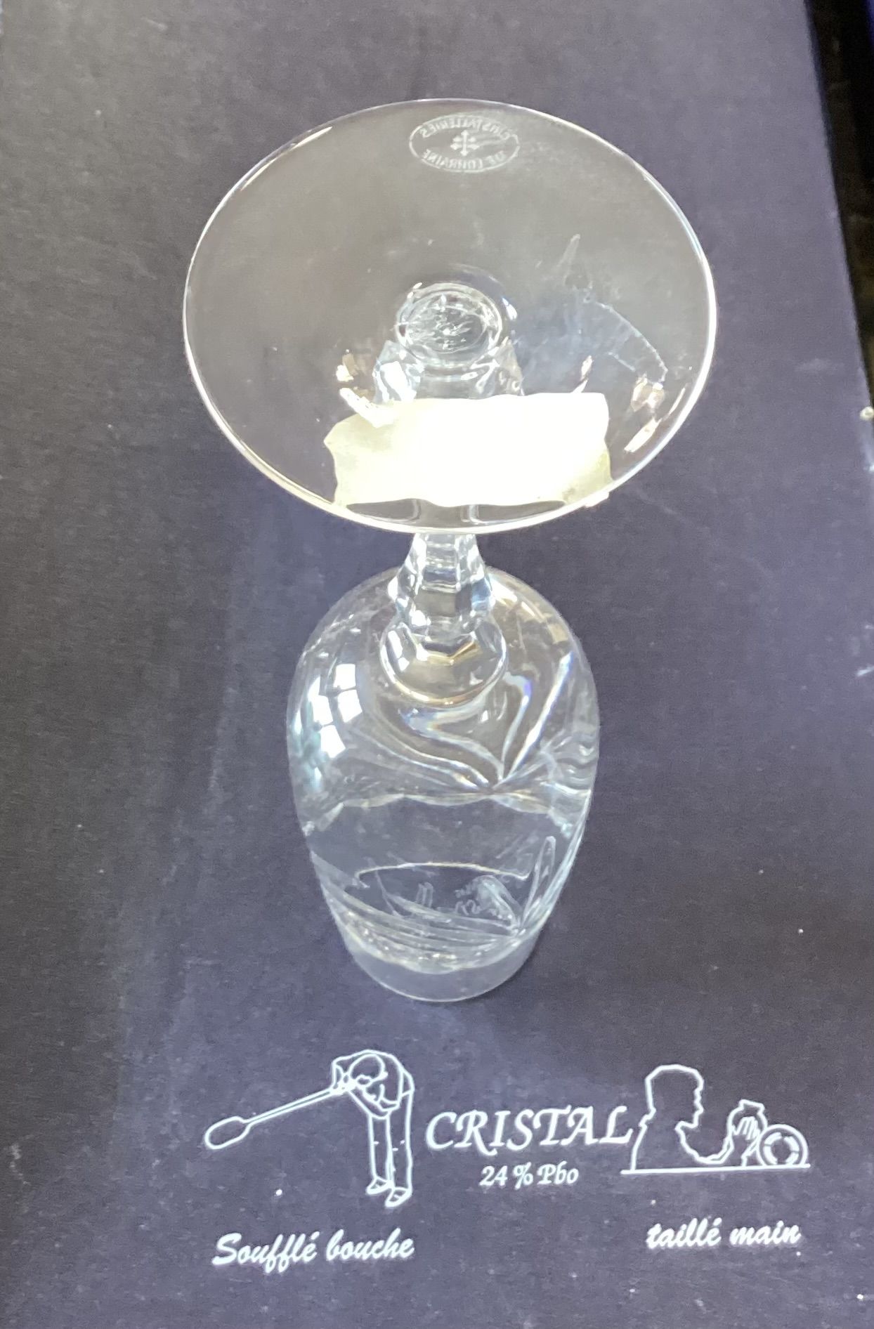 Six champagne flutes in Lorraine crystal stamped