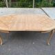 Round extendable dining table Louis XV stripped in solid cherry wood 1960