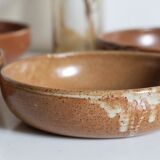 Set of 4 plates in sandstone of Saint Amand signed