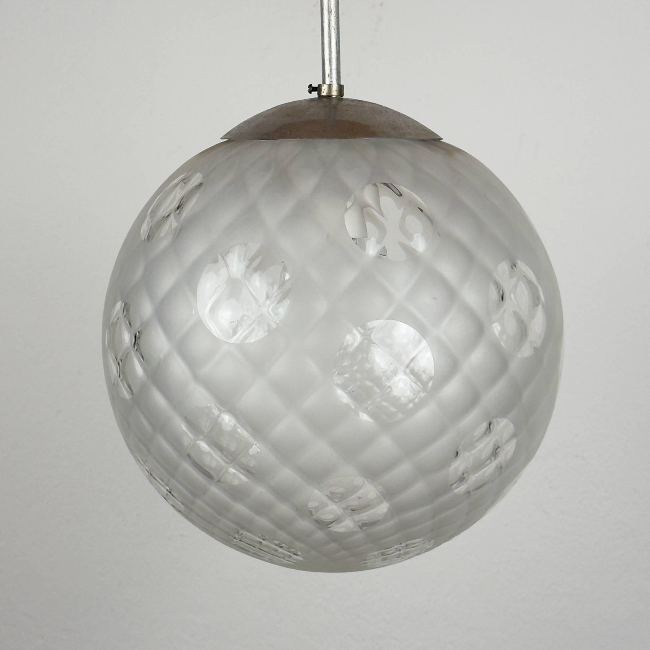 Vintage murano sphere ball pendant lamp Italy 1950s