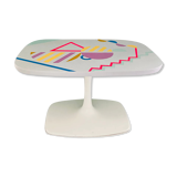 Table basse multicouleur années 60 avec pied tulipe