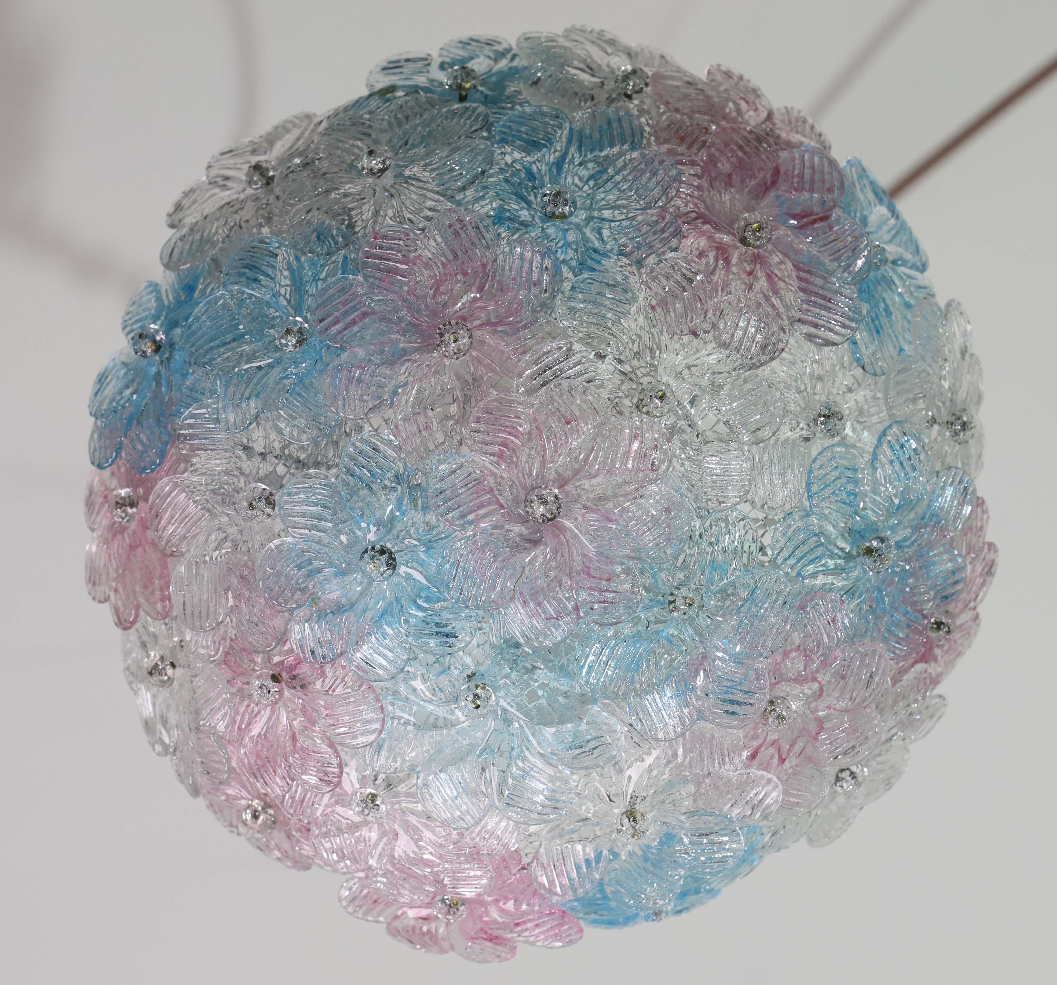 Lustre multicolore Murano Fleur par Seguso pour Venini, Italie, années 1960.