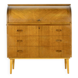 Bureau / bureau suédois en teck à plateau roulant du milieu du Secle