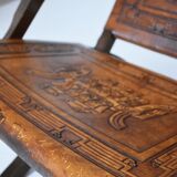 Ecuadorian wood and leather folding chair by Angel Pazmino