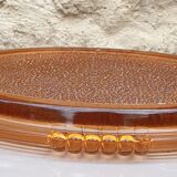 Pink glass art deco serving platter or serving dish