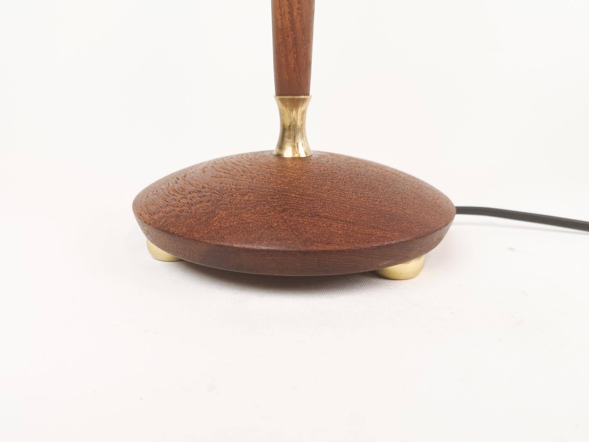Teak and brass table lamp, mid-century, Sweden 1950s