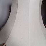 Vintage XXL pagoda lampshade with ecru fabric headband and fringes