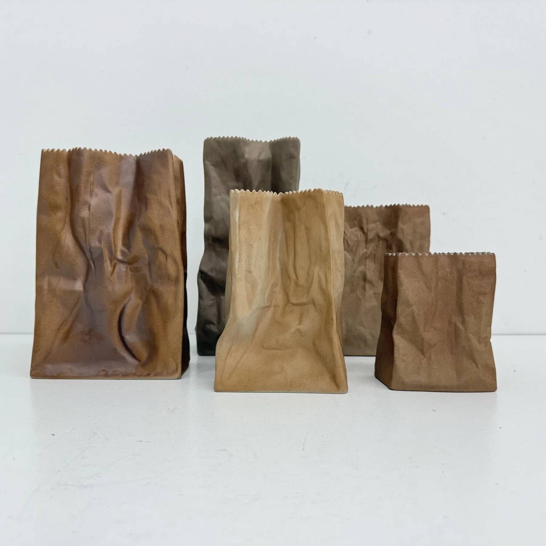 Set of 6 Rosenthal paper bag vases by Tapio Wirkkala, 1970s