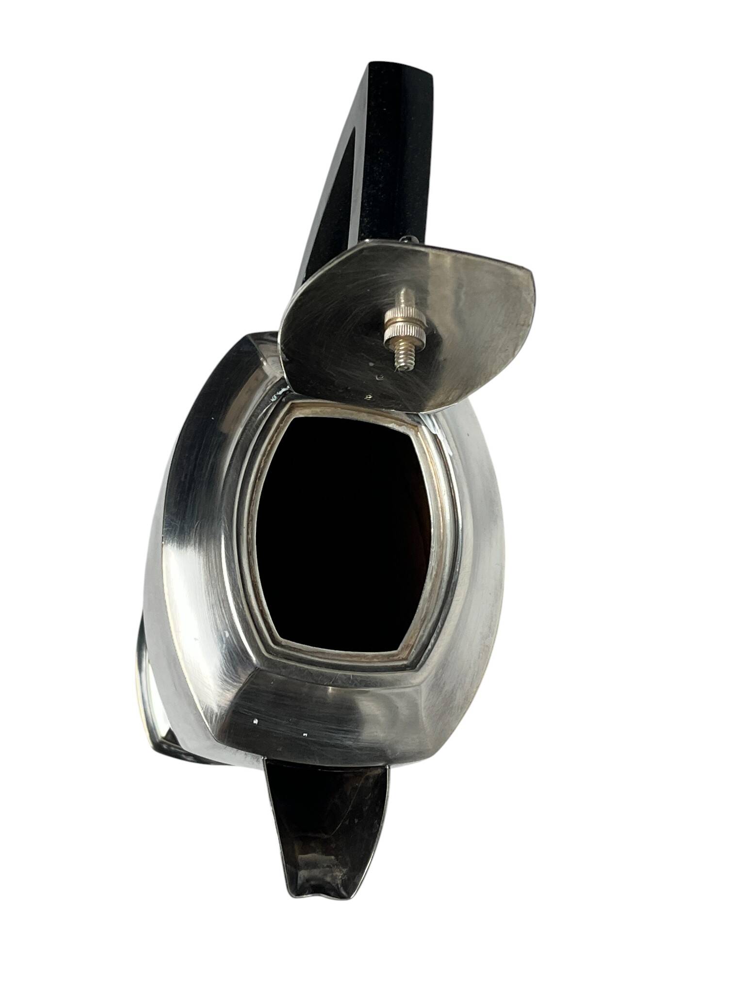 Art Deco, English silver-plated Sheffield ebony jug circa 1930