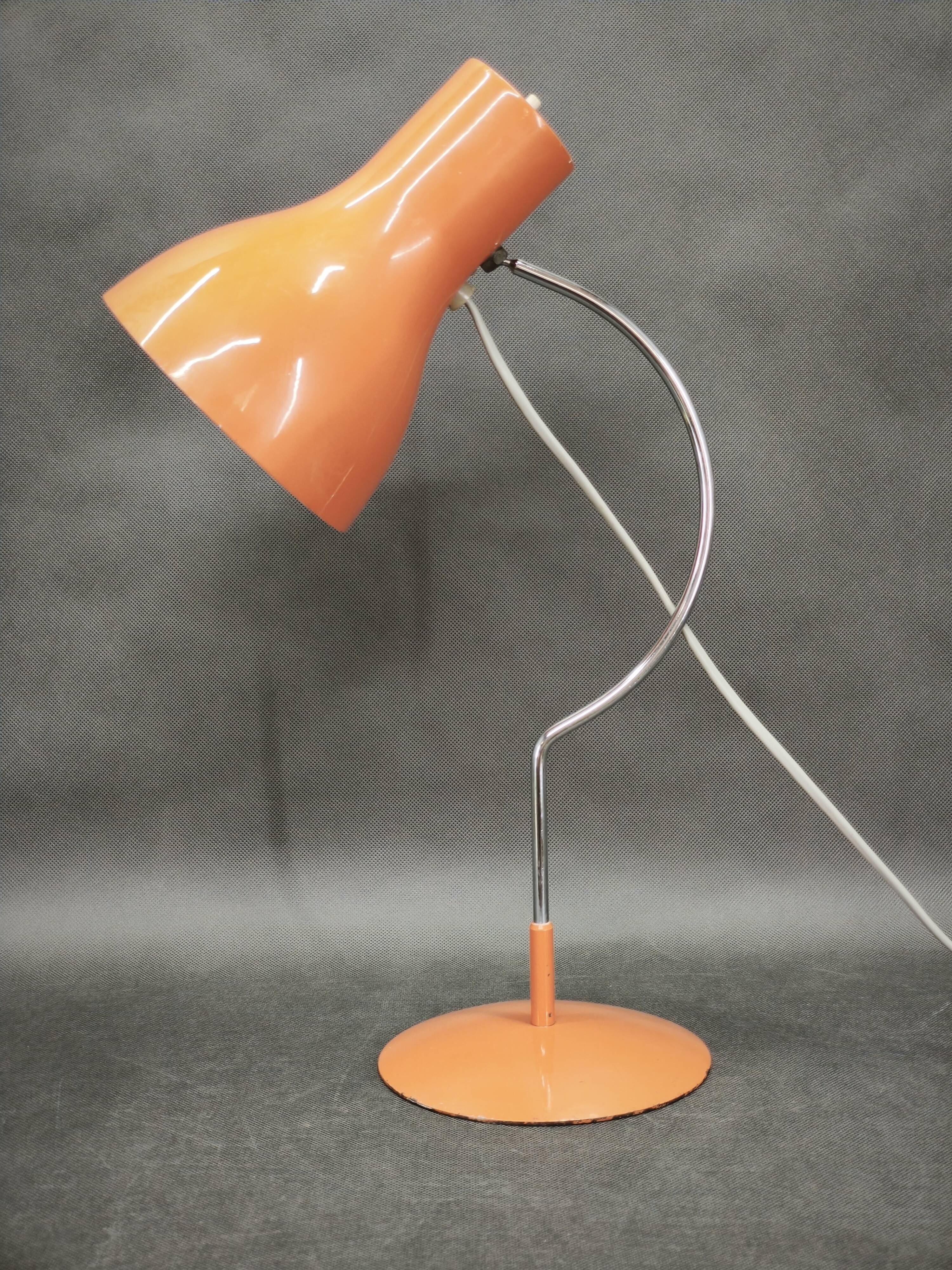 Josef Hůrka Orange Table Lamp for Napako, Czechoslovakia, 1960s