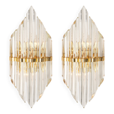 Pair of crystal glass wall sconces in the Venini style, Italy, 1970s.