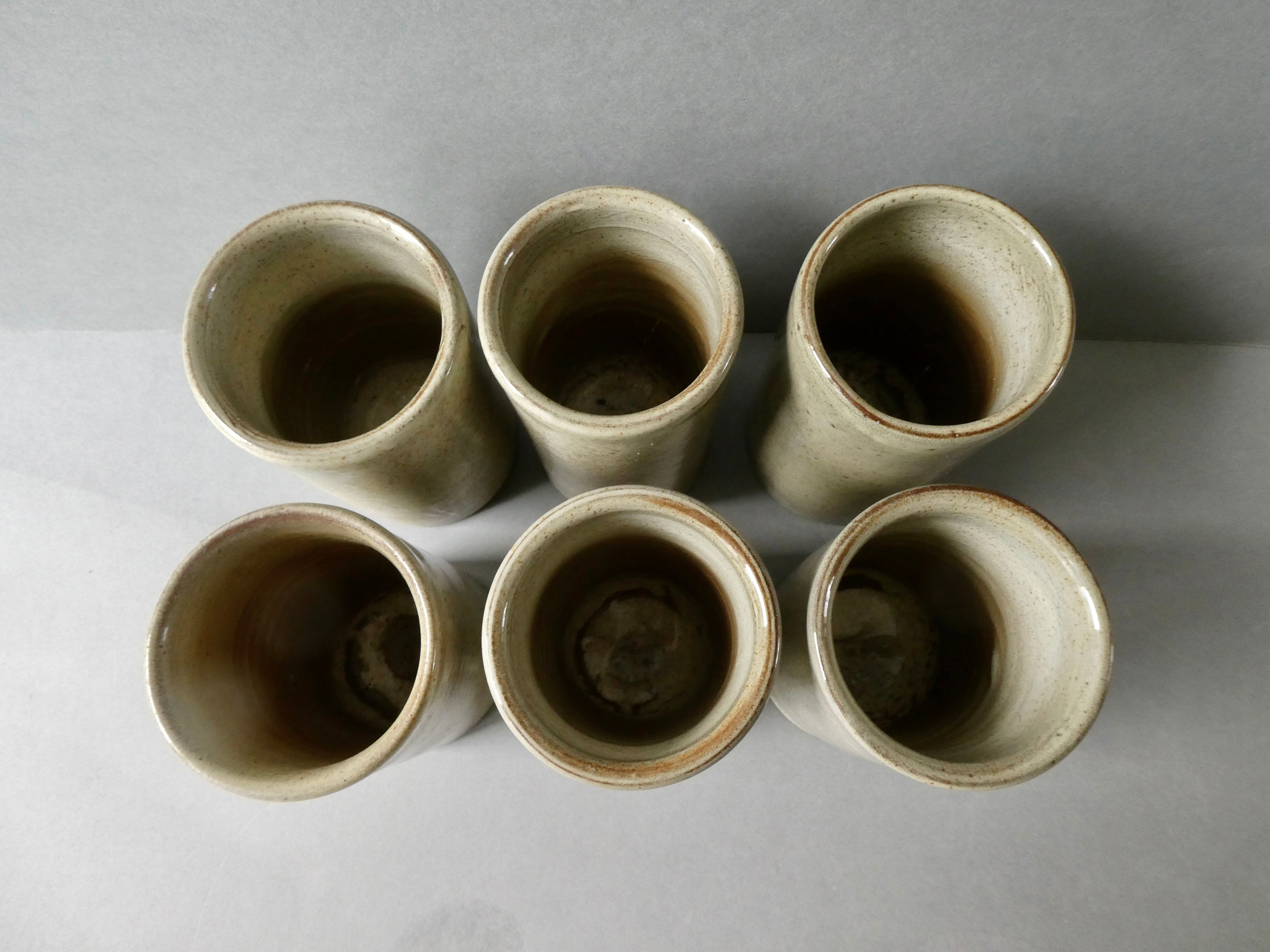 Set of 6 jean dubost glazed stoneware glasses in Noron