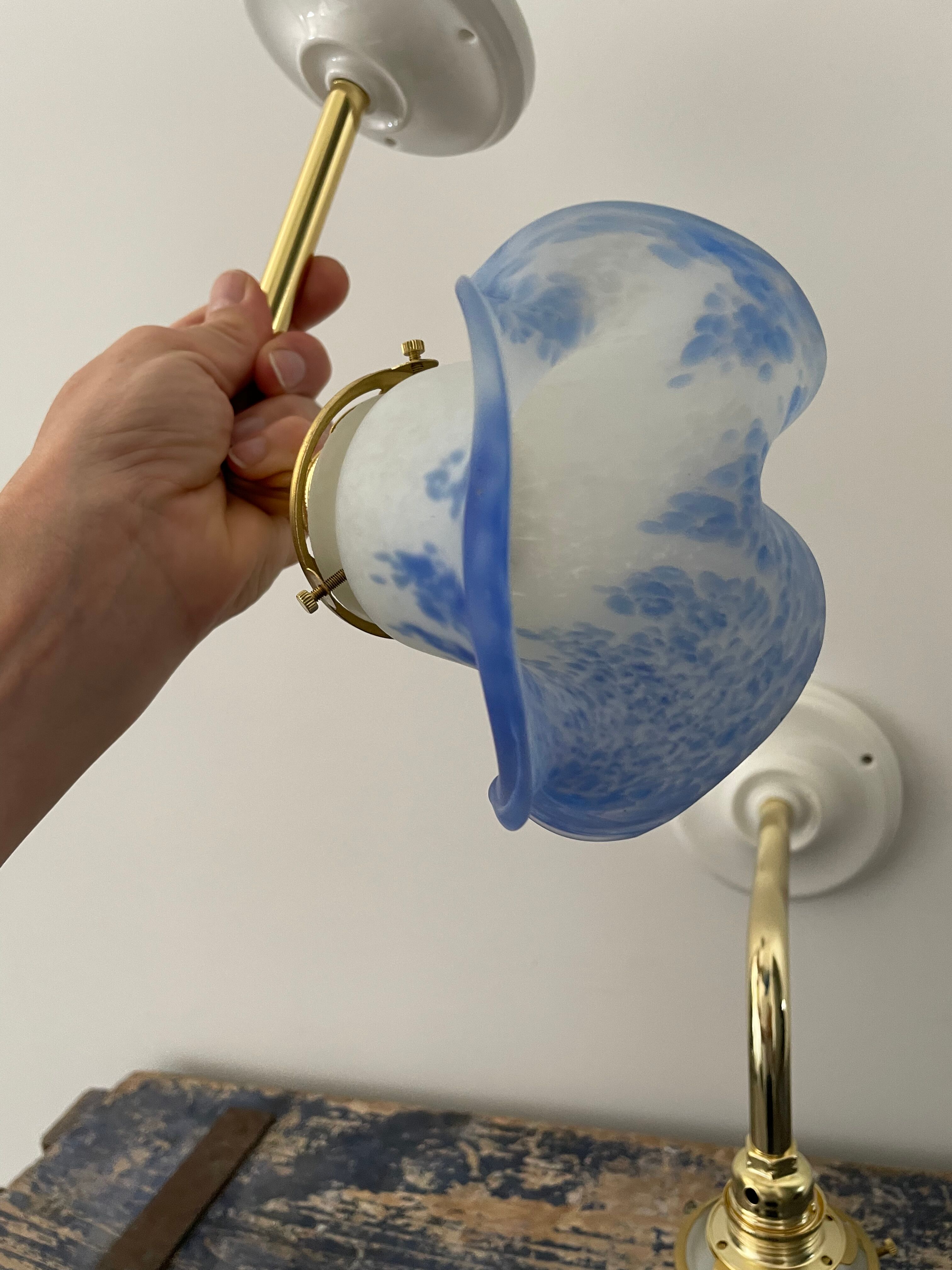 Pair of art deco wall lamps electrified to nine