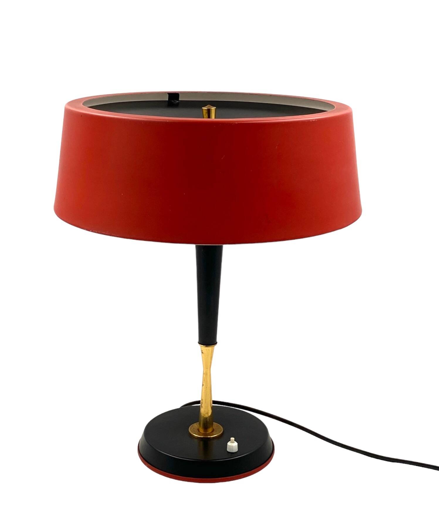 Oscar Torlasco, Mid-Century red table lamp, Lumi, Italy 1954