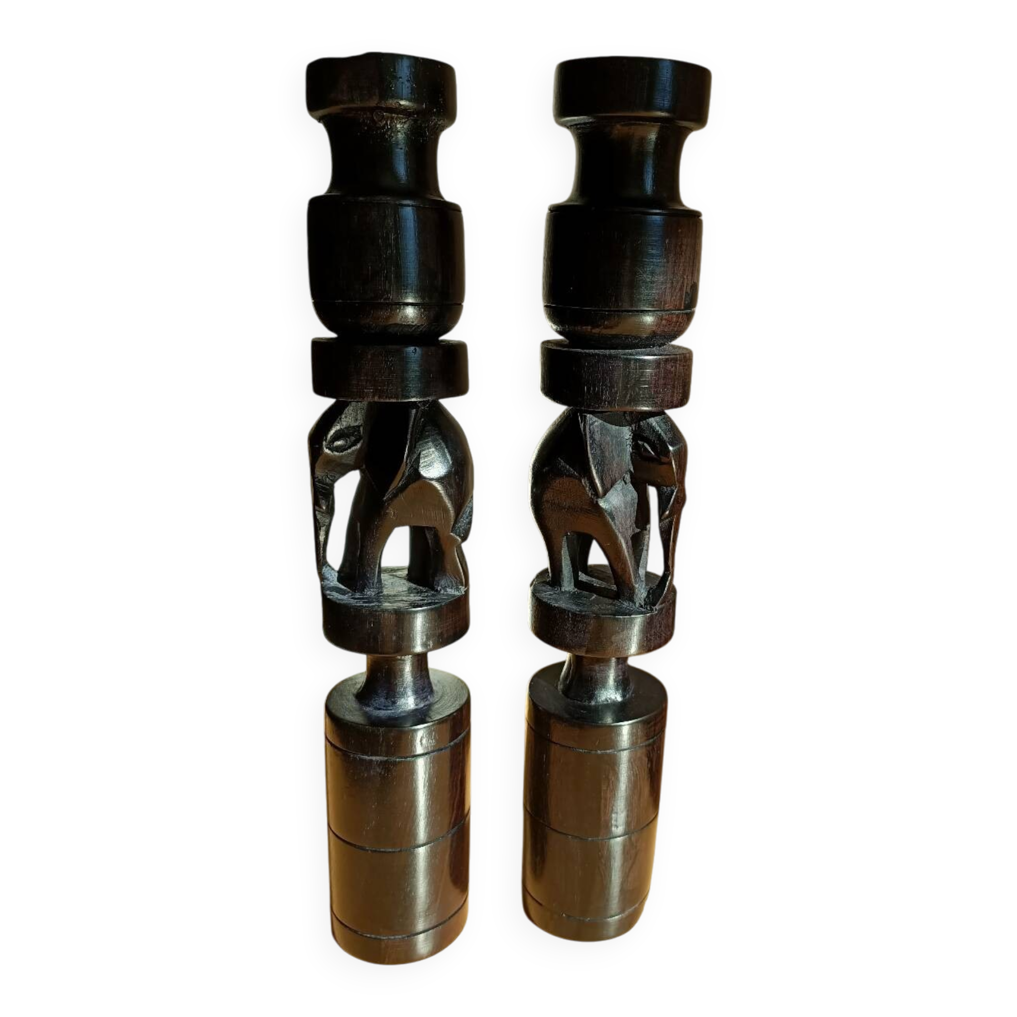 Bougeoirs en ébène vintage