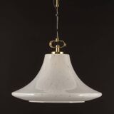 Large suspended brass luminaire from Limburg with opaline glass, Germany, 1970s.