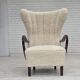 1960s, Danish high-back armchair, genuine sheepskin, reupholstered.