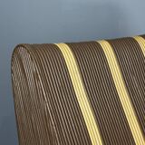 Curvy wavy pencil reed rattan bamboo low lounge chair, 1970s